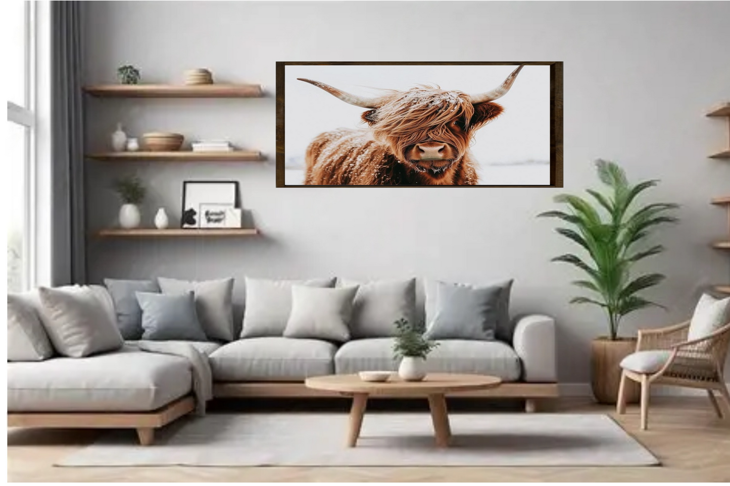In the Snow Highland Cow Farmhouse Sign