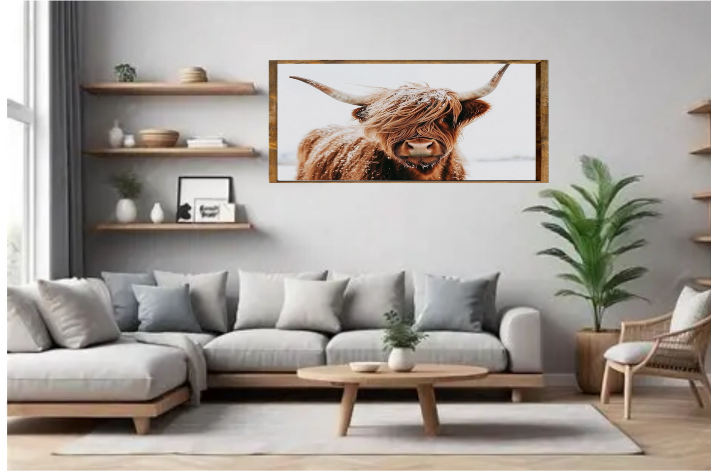 In the Snow Highland Cow Farmhouse Sign