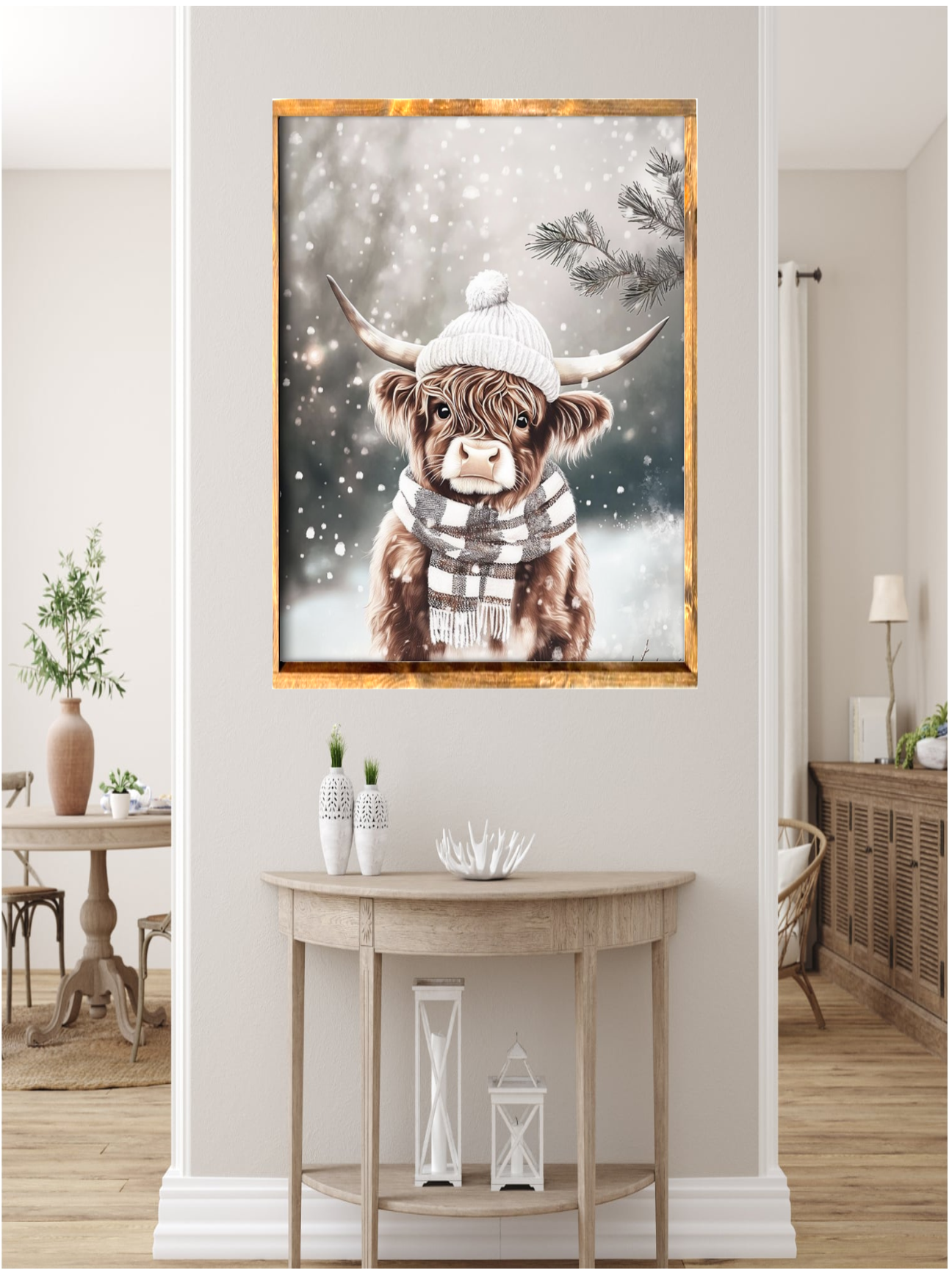 Snow Baby Highland Cow Farmhouse Sign