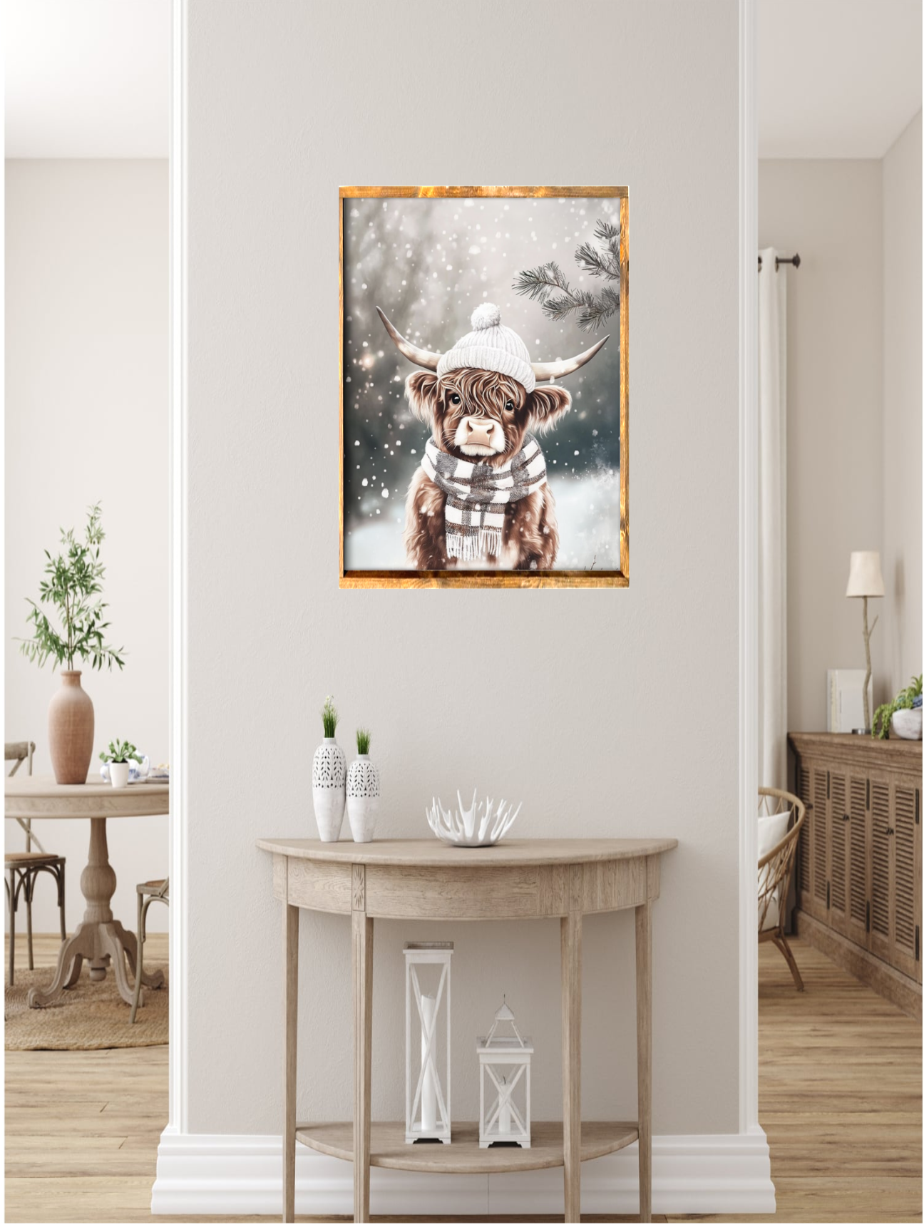 Snow Baby Highland Cow Farmhouse Sign