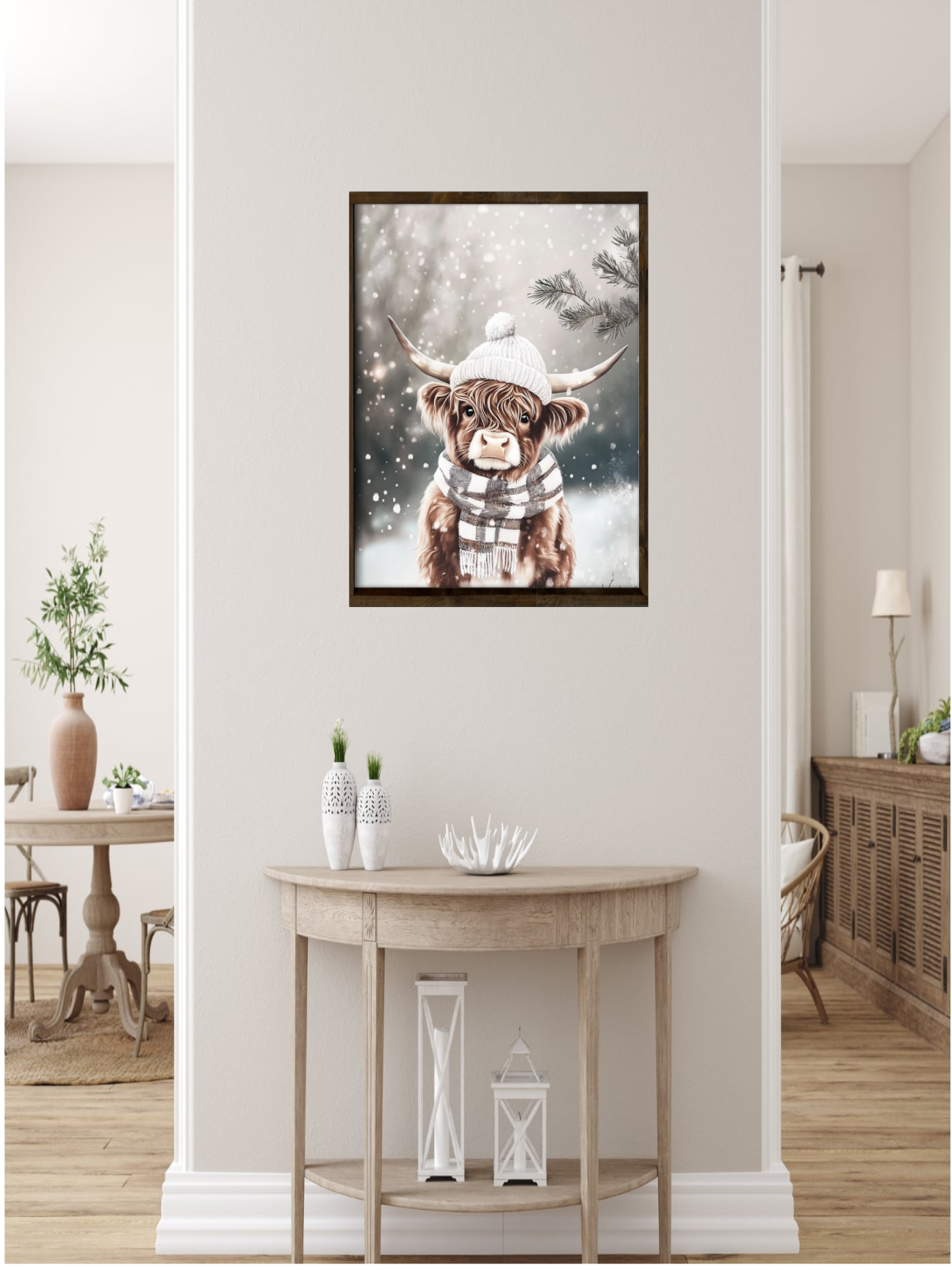 Snow Baby Highland Cow Farmhouse Sign