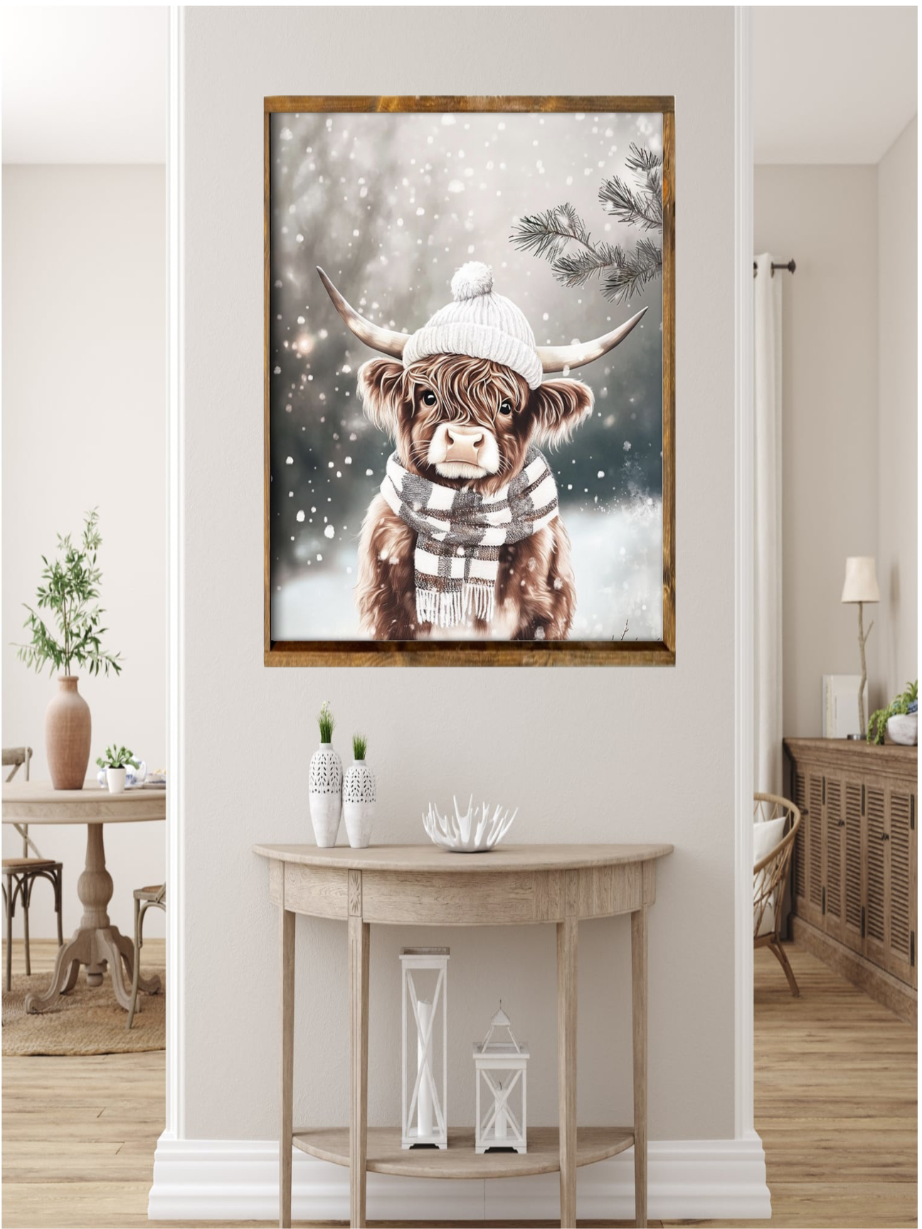 Snow Baby Highland Cow Farmhouse Sign