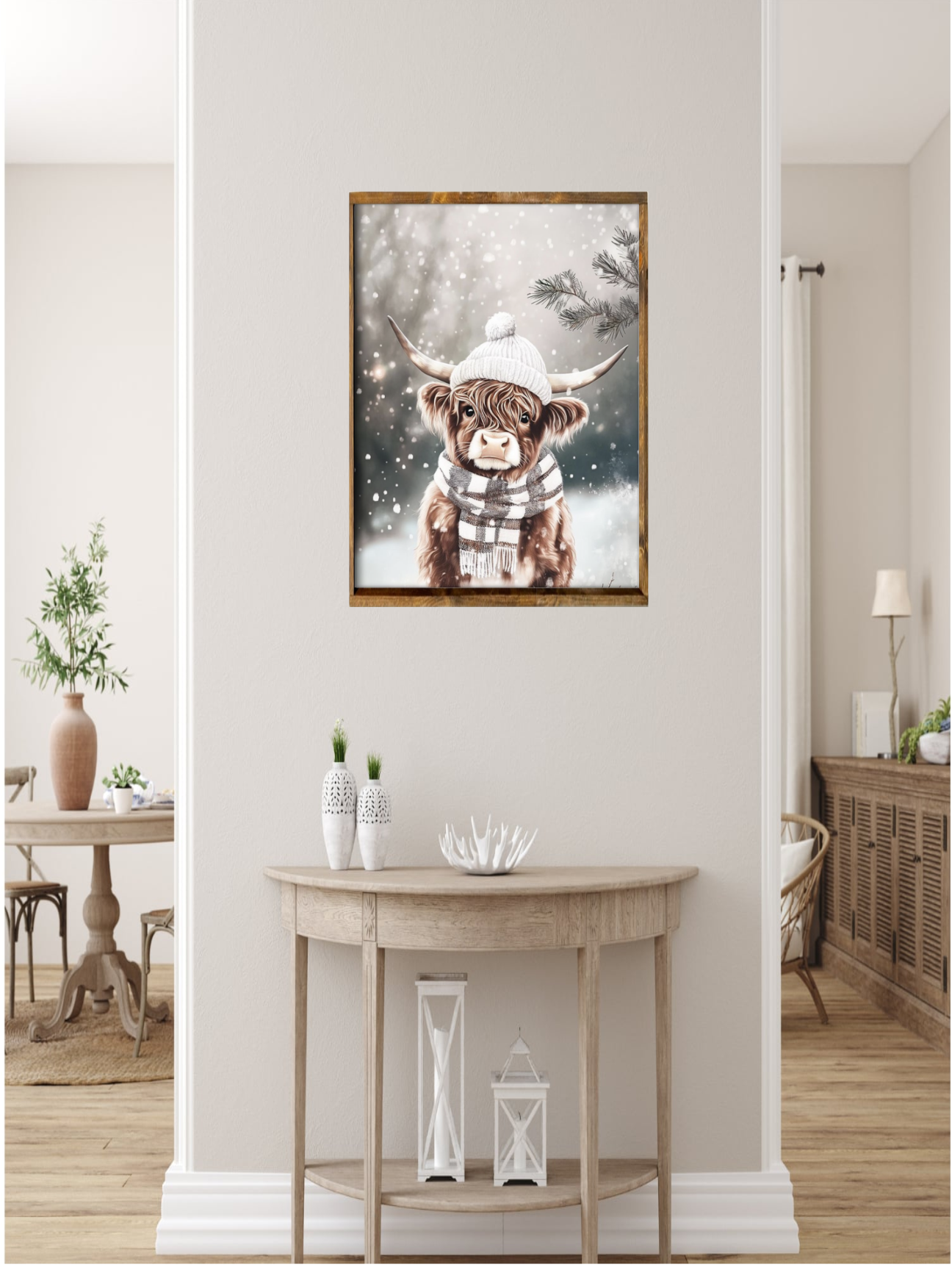 Snow Baby Highland Cow Farmhouse Sign