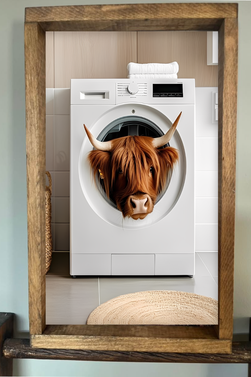 All Cleaned Up Highland Cow Farmhouse Sign