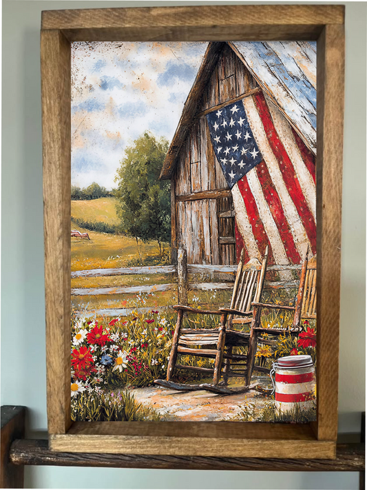 American Flag Barn Farmhouse Sign