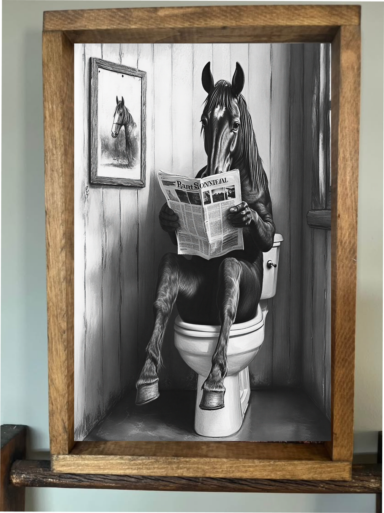 Black & White Bathroom Horse Farmhouse Sign