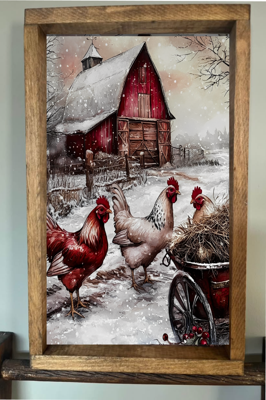 Barnyard Roosters Farmhouse Sign