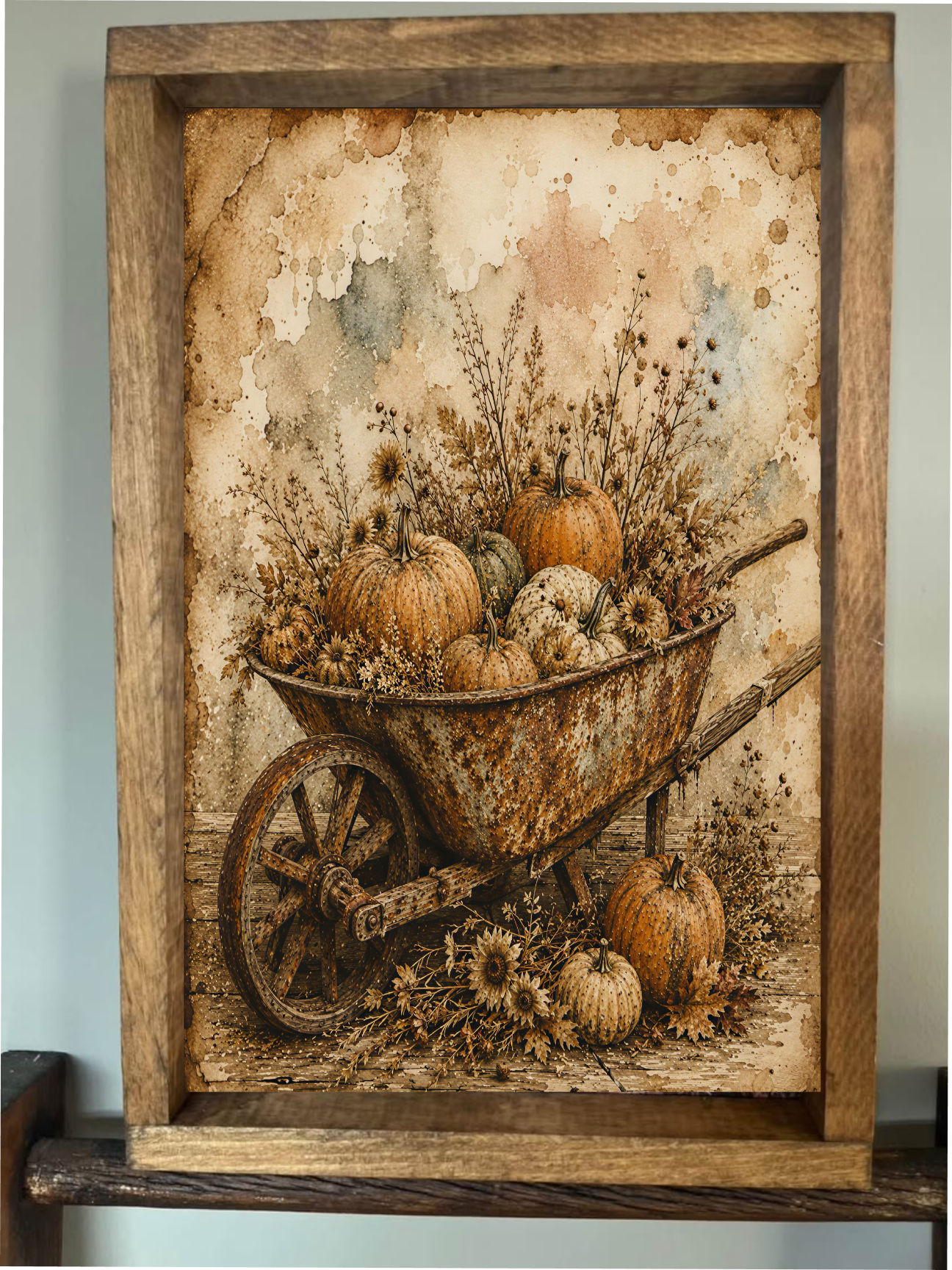Wheelbarrow of Pumpkins Farmhouse Sign