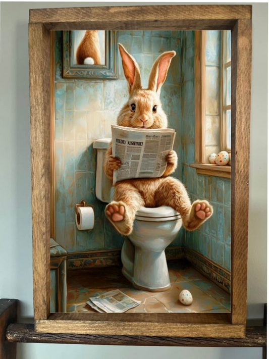 Bathroom Easter Bunny Farmhouse Sign