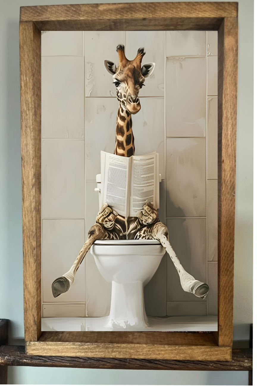 Bathroom Giraffe Farmhouse Sign
