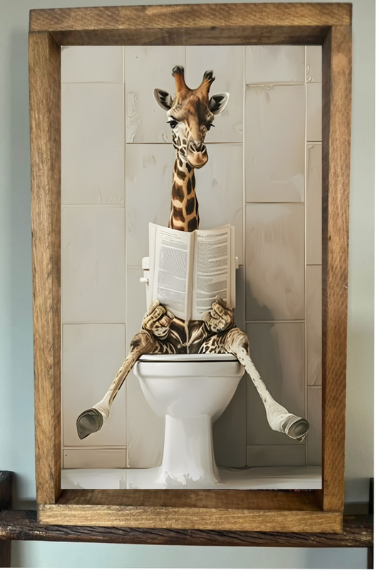 Bathroom Giraffe Farmhouse Sign