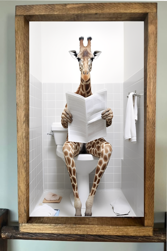 Bathroom Giraffe Farmhouse Sign