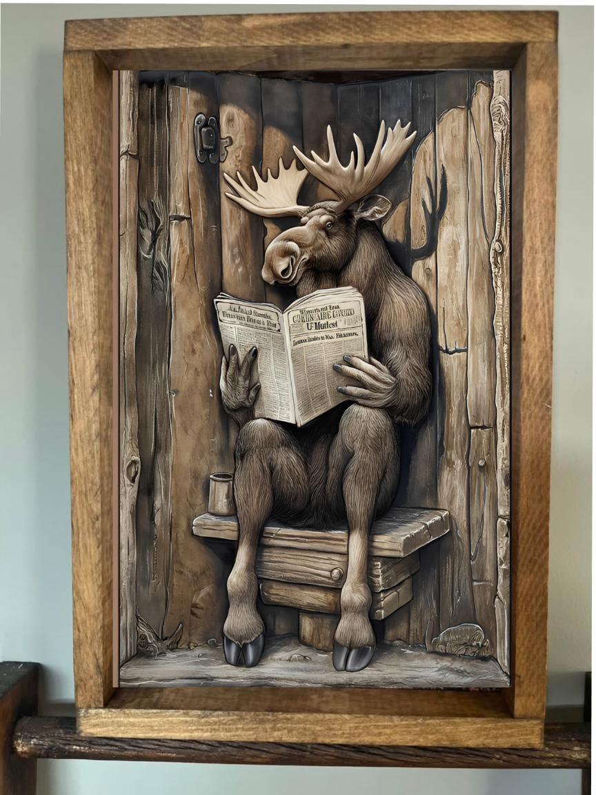 Bathroom Moose Farmhouse Sign