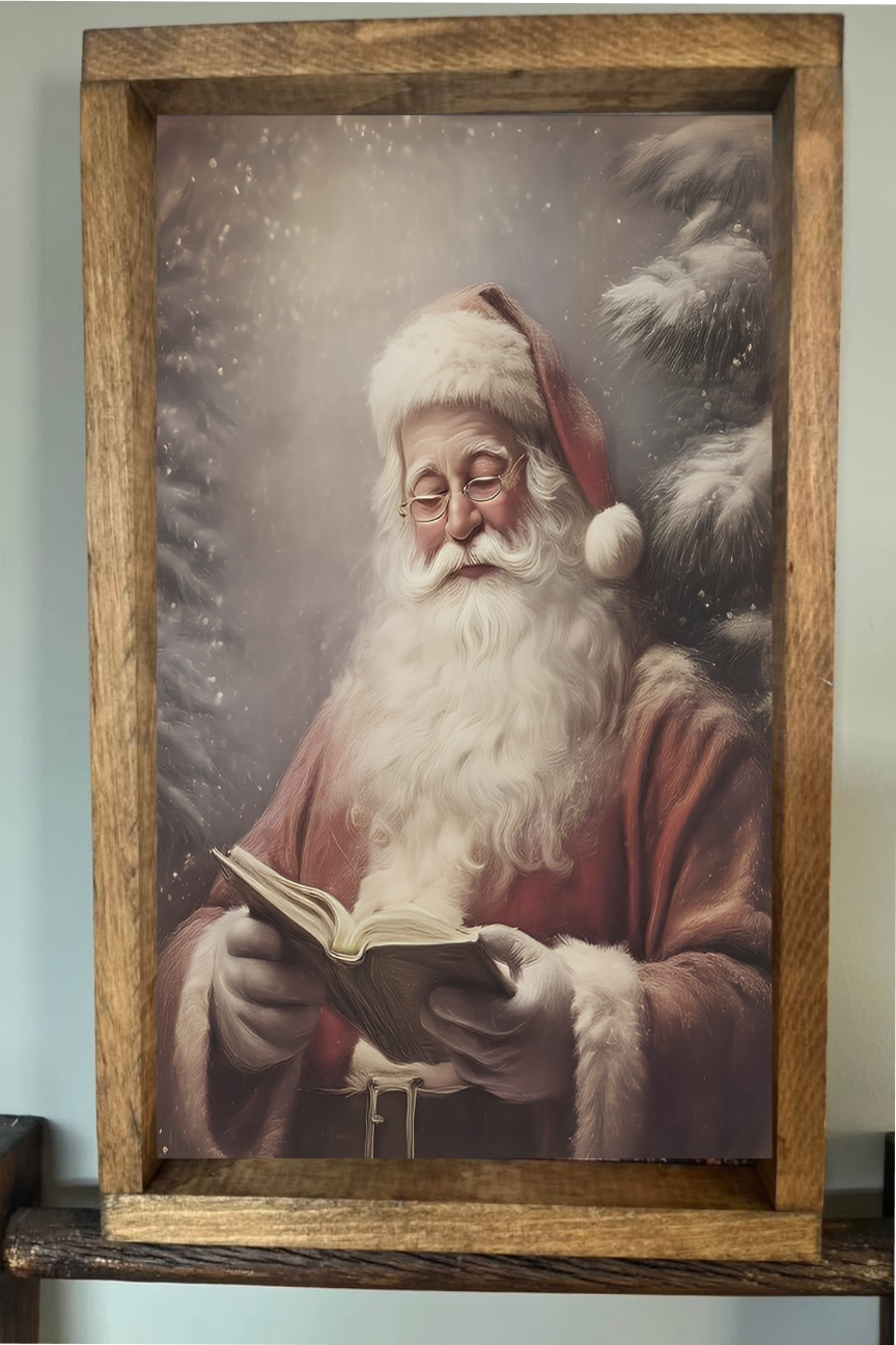 Bedtime Story Santa Farmhouse Sign