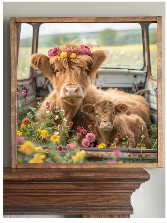 Big Sister Highland Cow Farmhouse Sign