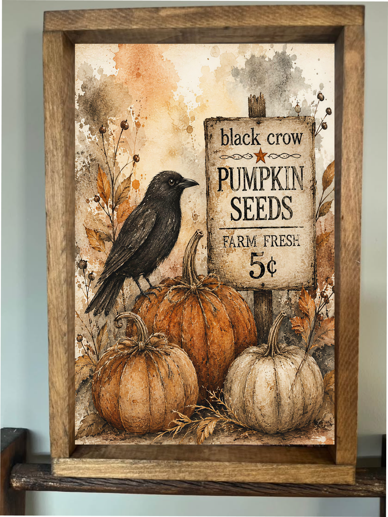 Black Crow Pumpkin Seeds Farmhouse Sign