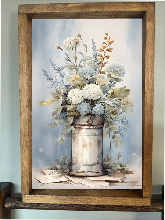 Blue Hydrangea Farmhouse Sign