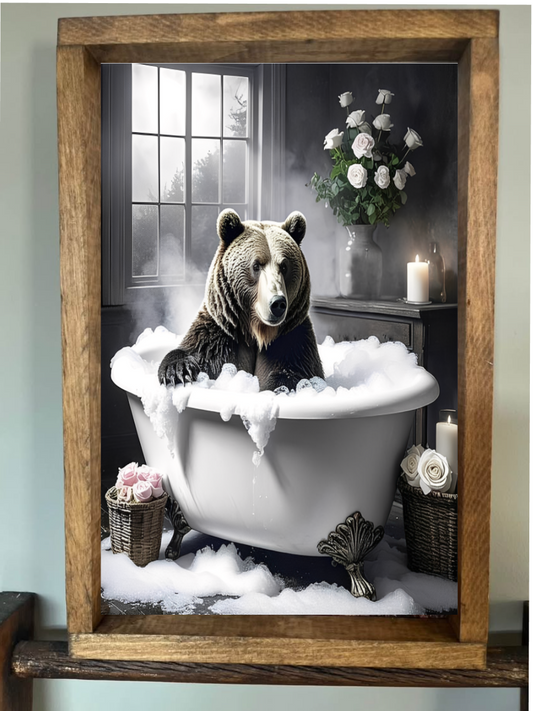 Bubble Bath Bear Farmhouse Sign