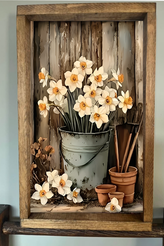 Bucket of Daffodils Farmhouse Sign