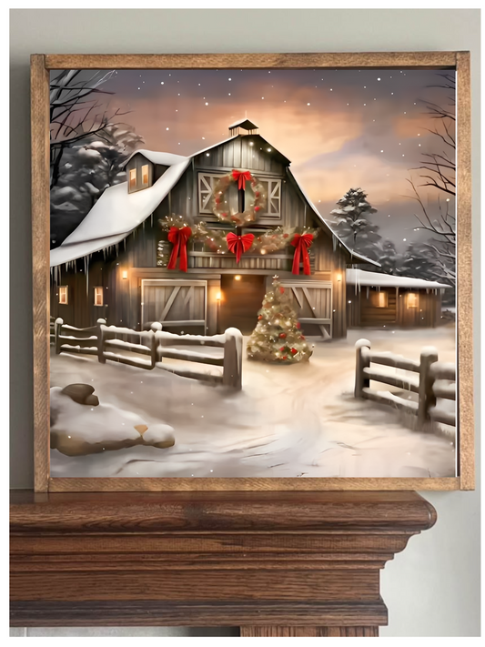 Christmas Decorated Barn Farmhouse Sign