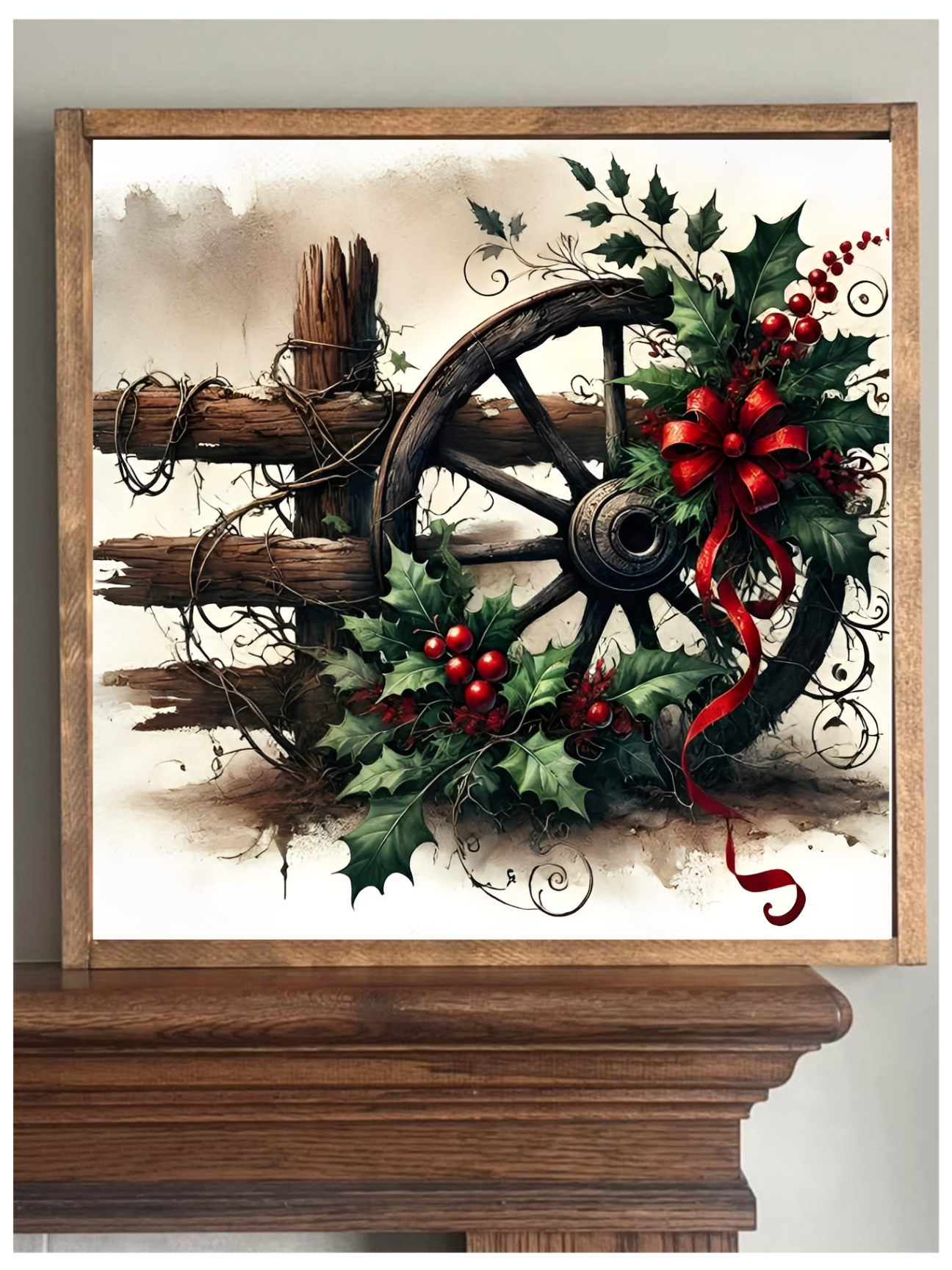 Christmas Wagon Wheel Farmhouse Sign