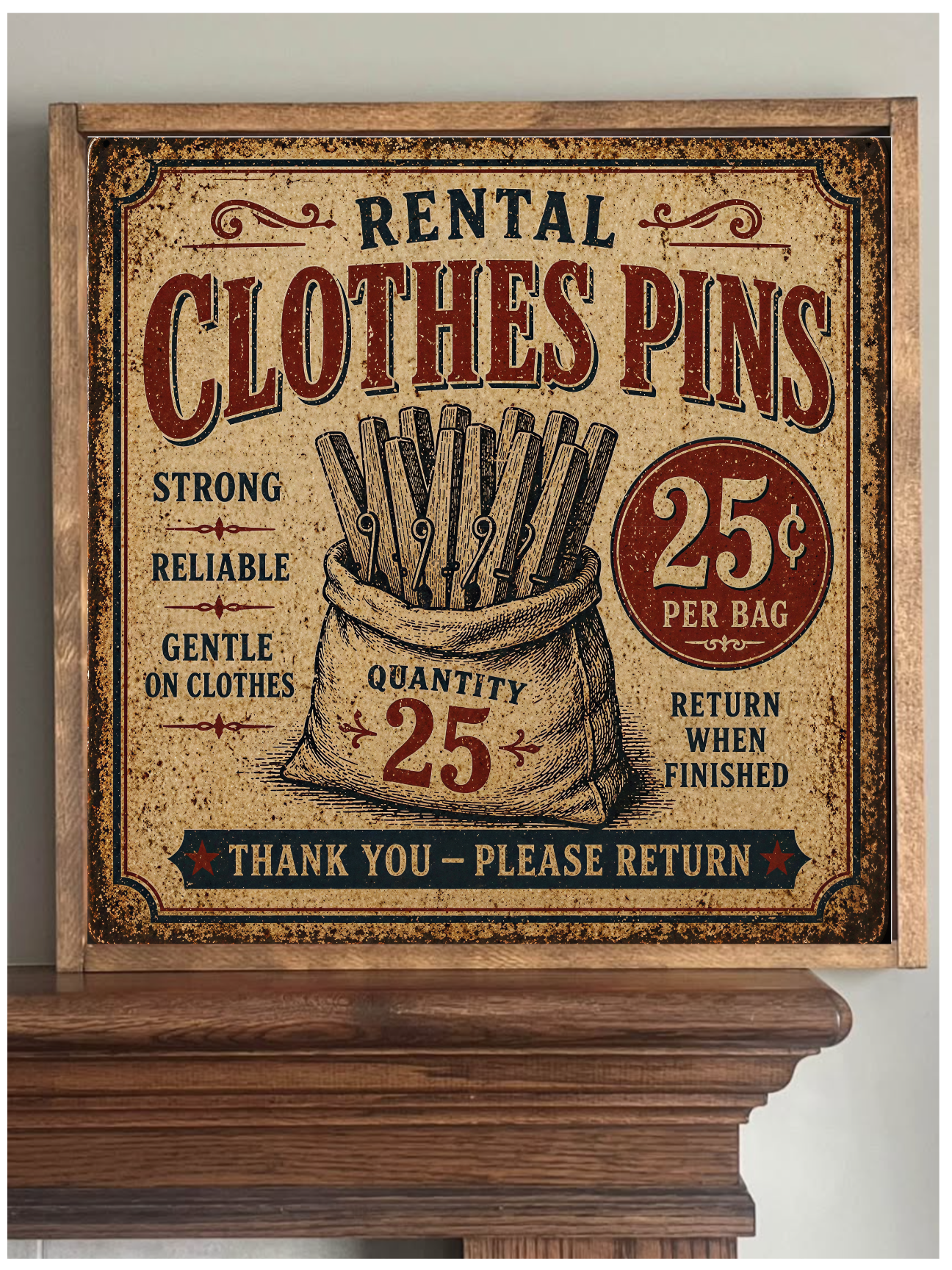 Clothes Pin Rental Farmhouse Sign