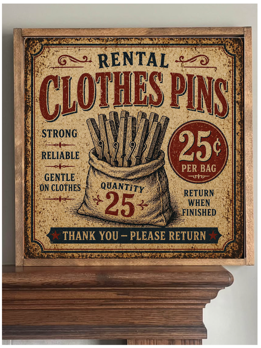 Clothes Pin Rental Farmhouse Sign