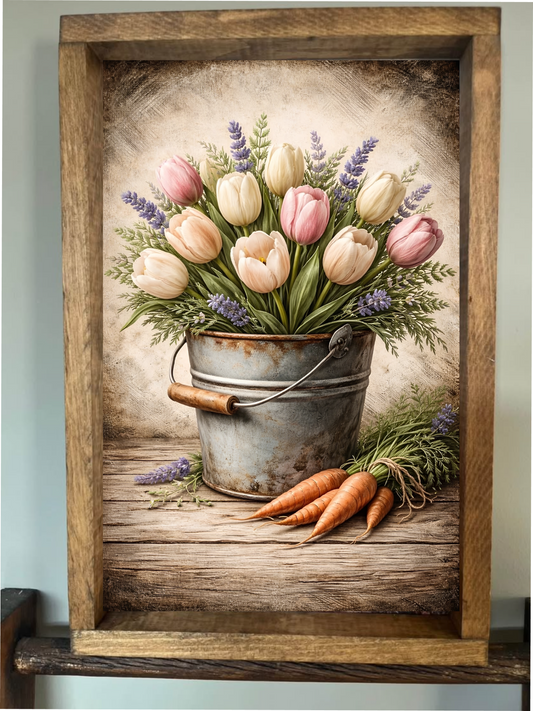 Colored Tulips Farmhouse Sign