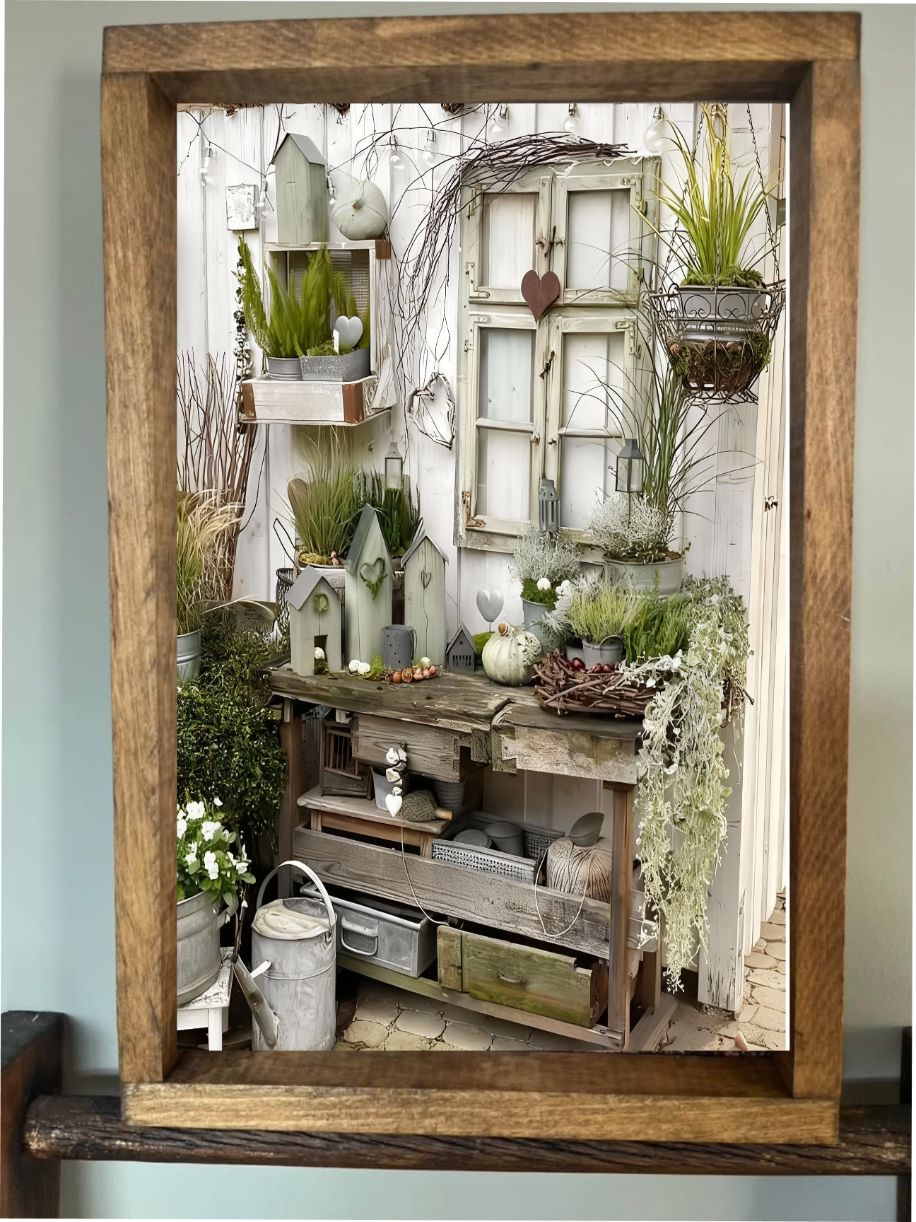 Country Garden Scene Farmhouse Sign