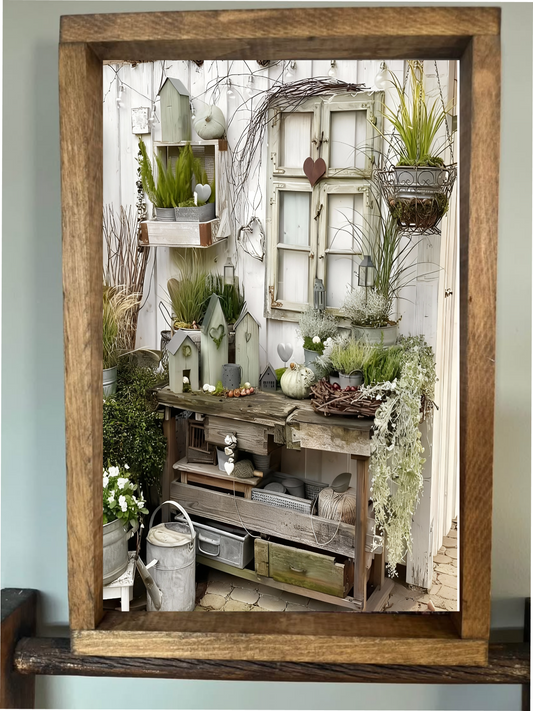 Country Garden Scene Farmhouse Sign