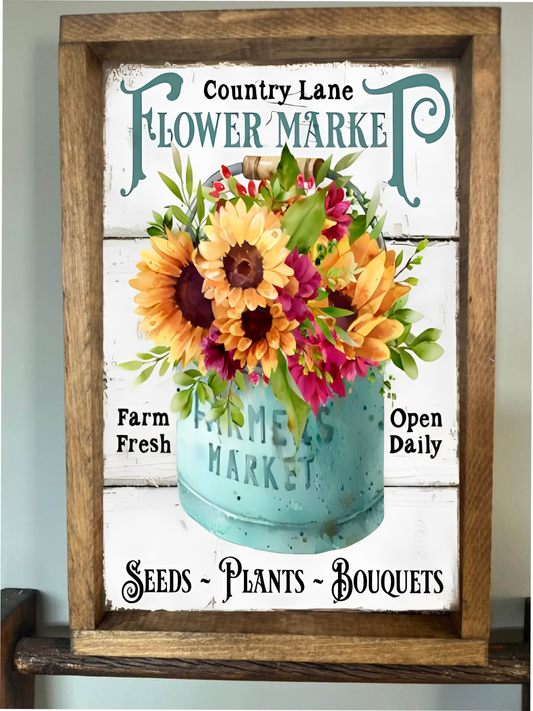Country Lane Flower Market Farmhouse Sign