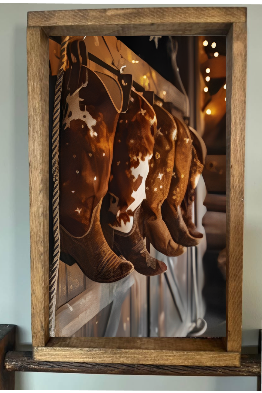 Hanging Cowboy Boots Farmhouse Sign