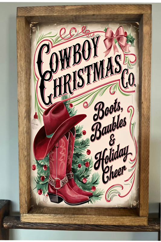 Cowboy Christmas Farmhouse Sign