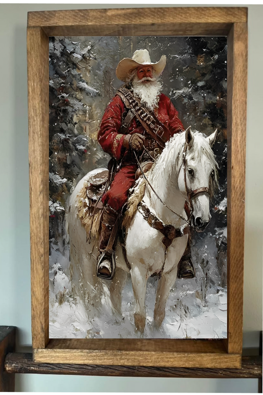Cowboy Santa Farmhouse Sign