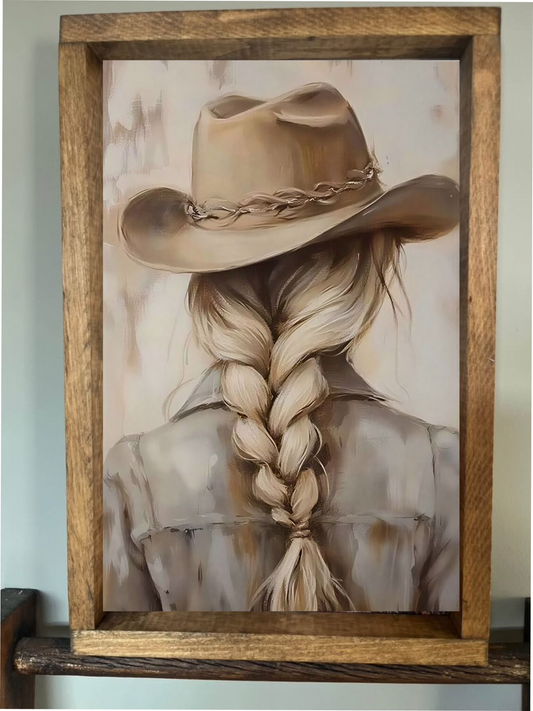 Cowgirl Braid Farmhouse Sign