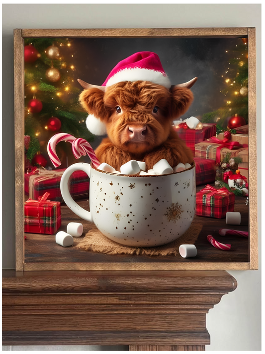 A Cup of Sweetness Highland Cow Farmhouse Sign