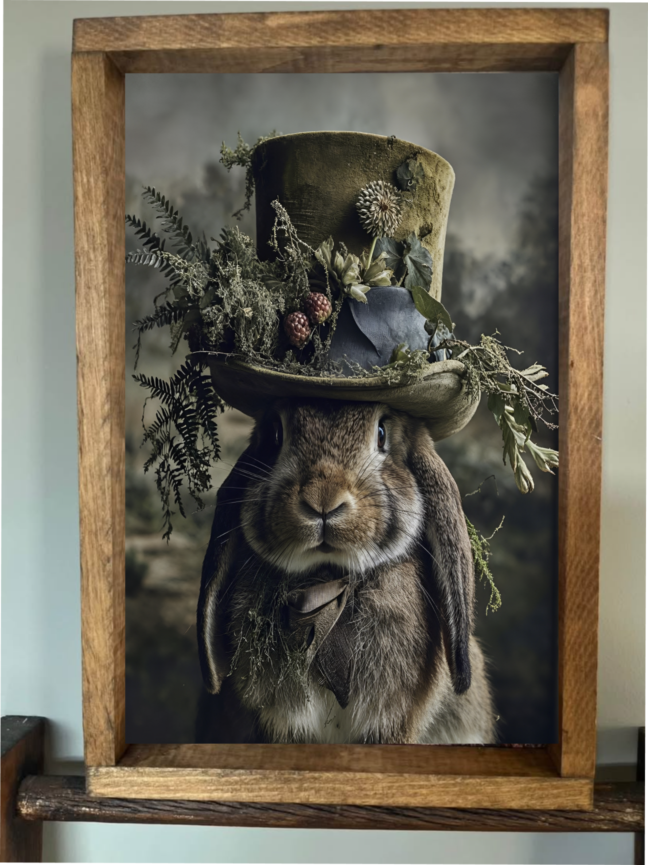 Fancy Hat Bunny Farmhouse Sign
