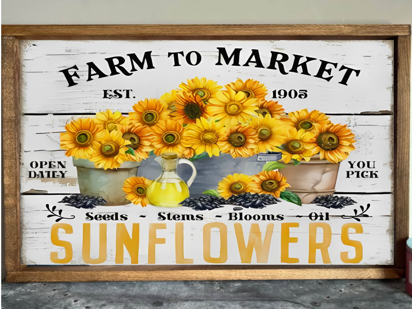 Farm to Market Sunflower Farmhouse Sign