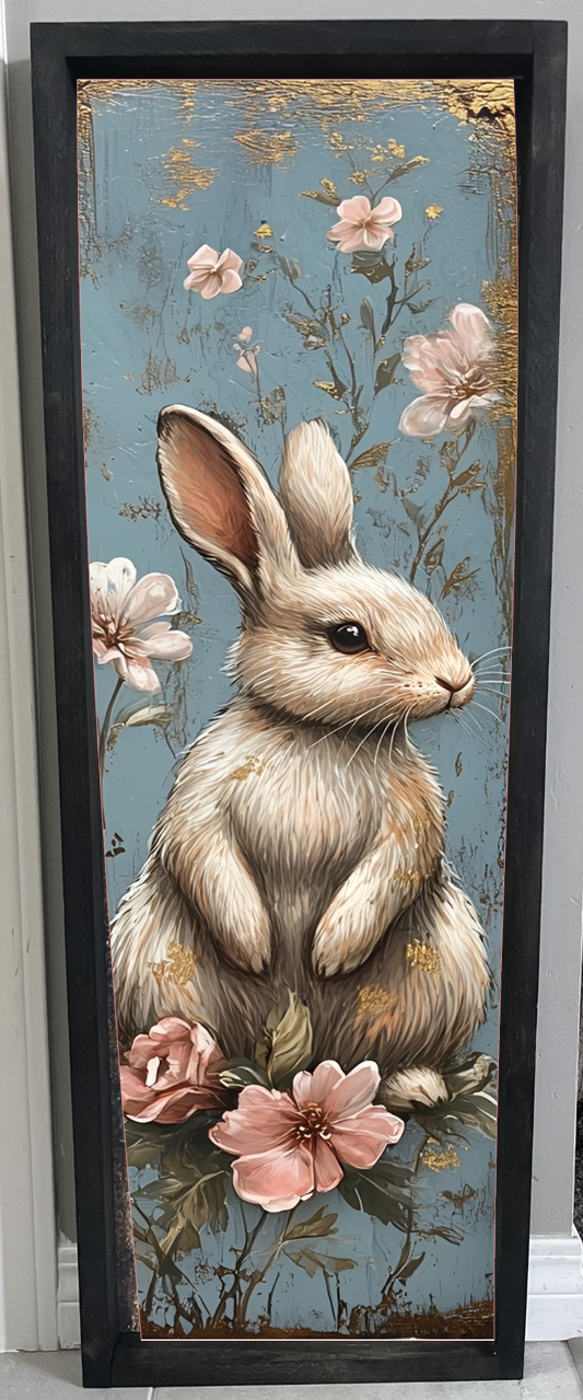 Flower Bunny Farmhouse Sign