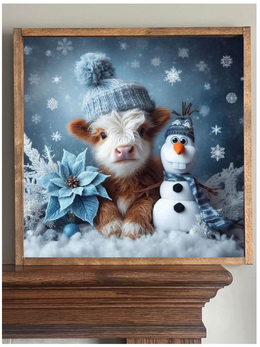 Freeze Friends Highland Cow Farmhouse Sign