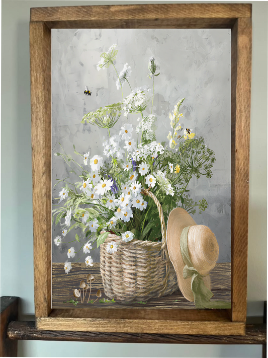 Fresh Flower Basket Farmhouse Sign