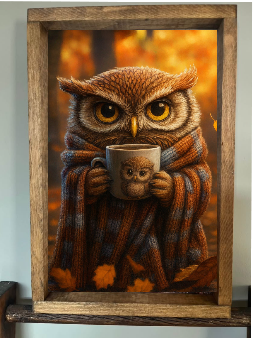 Good Morning Owl Farmhouse Sign