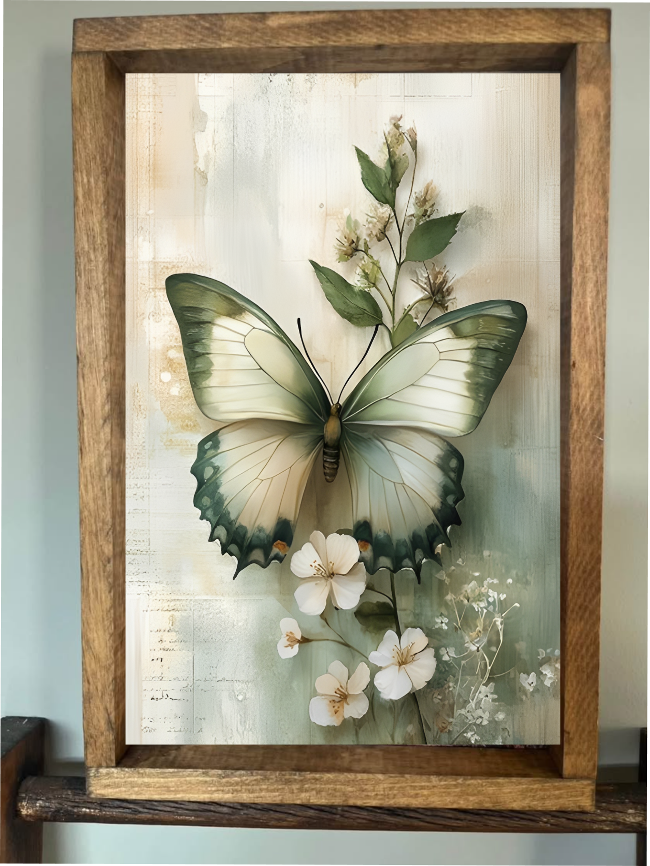 Green Butterfly Farmhouse Sign
