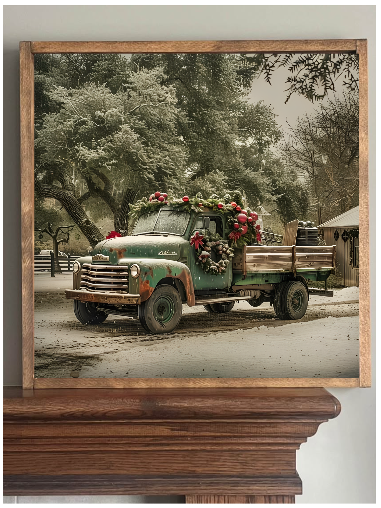 Winter Green Vintage Truck Farmhouse Sign