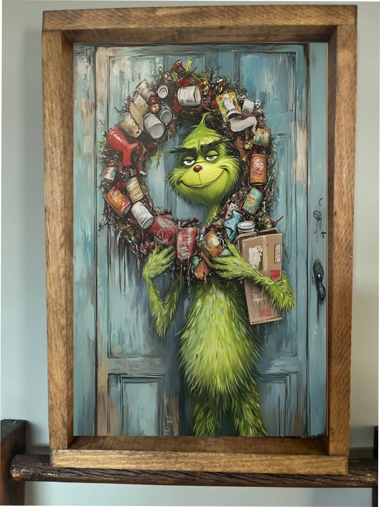 Grinch Door Wreath Farmhouse Sign