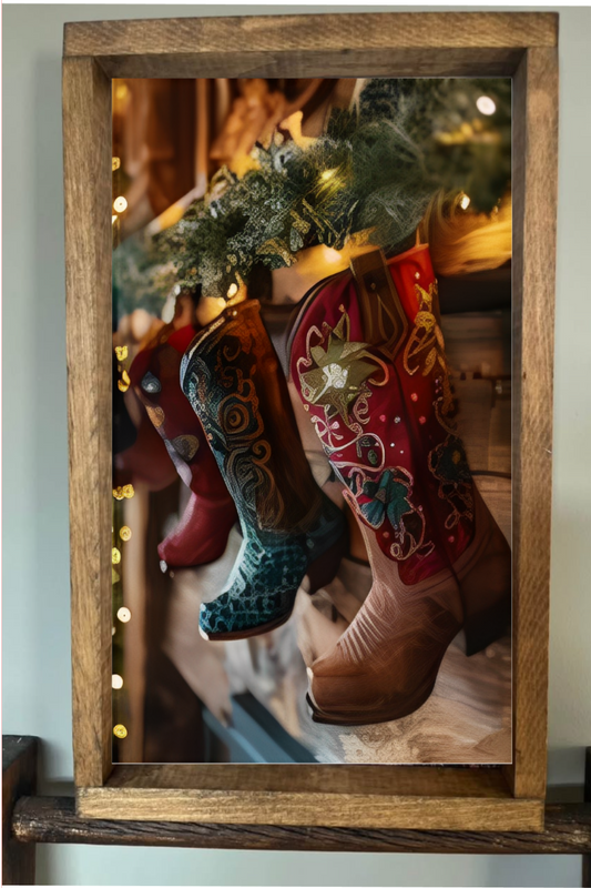 Cowboy Boot Stockings Farmhouse Sign