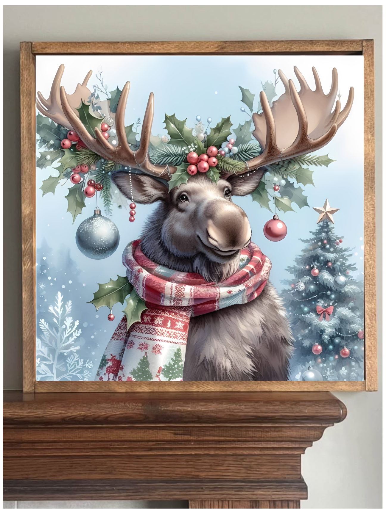 Holiday Moose Farmhouse Sign