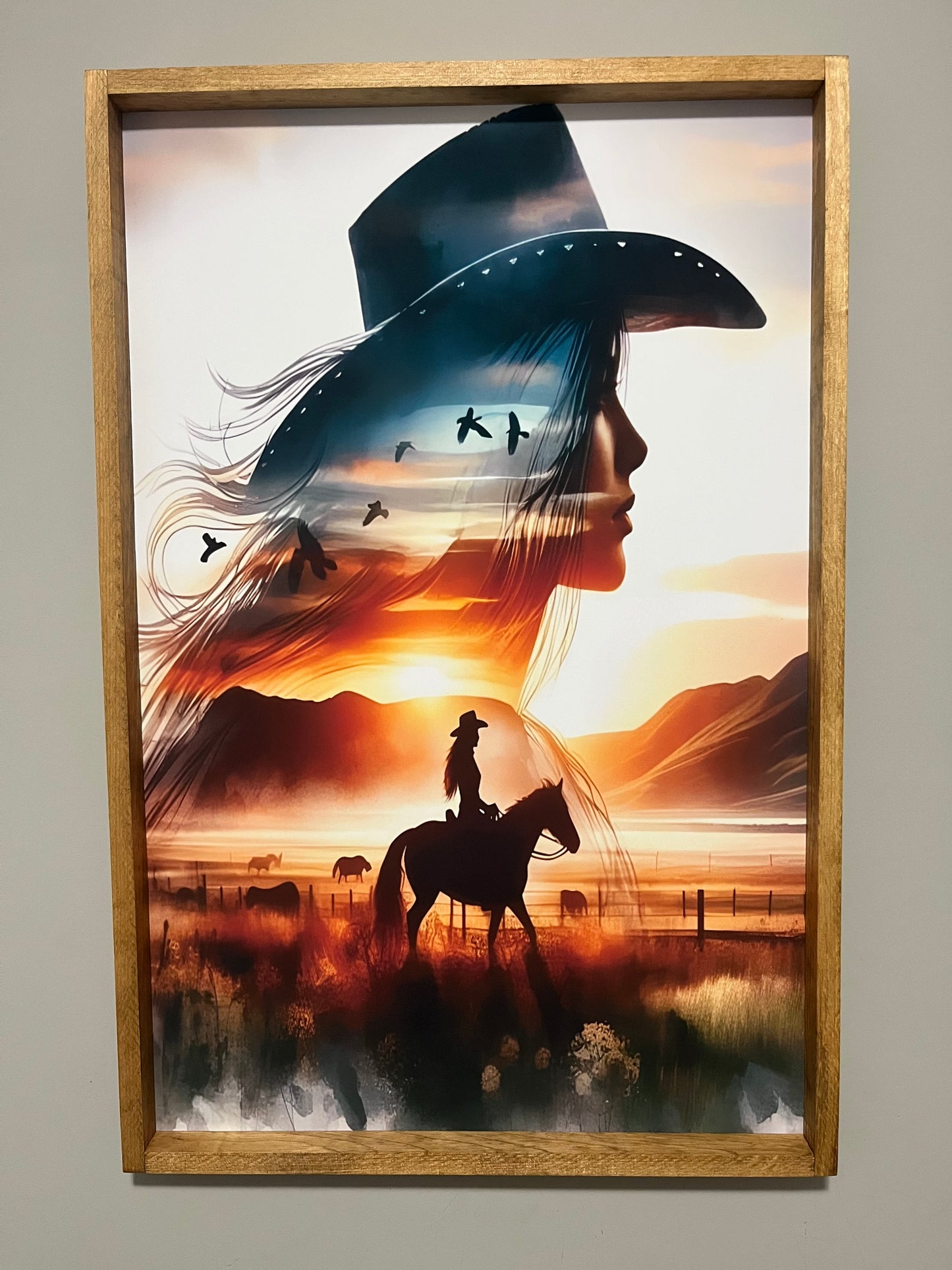 Cowgirl Sunset Farmhouse Sign