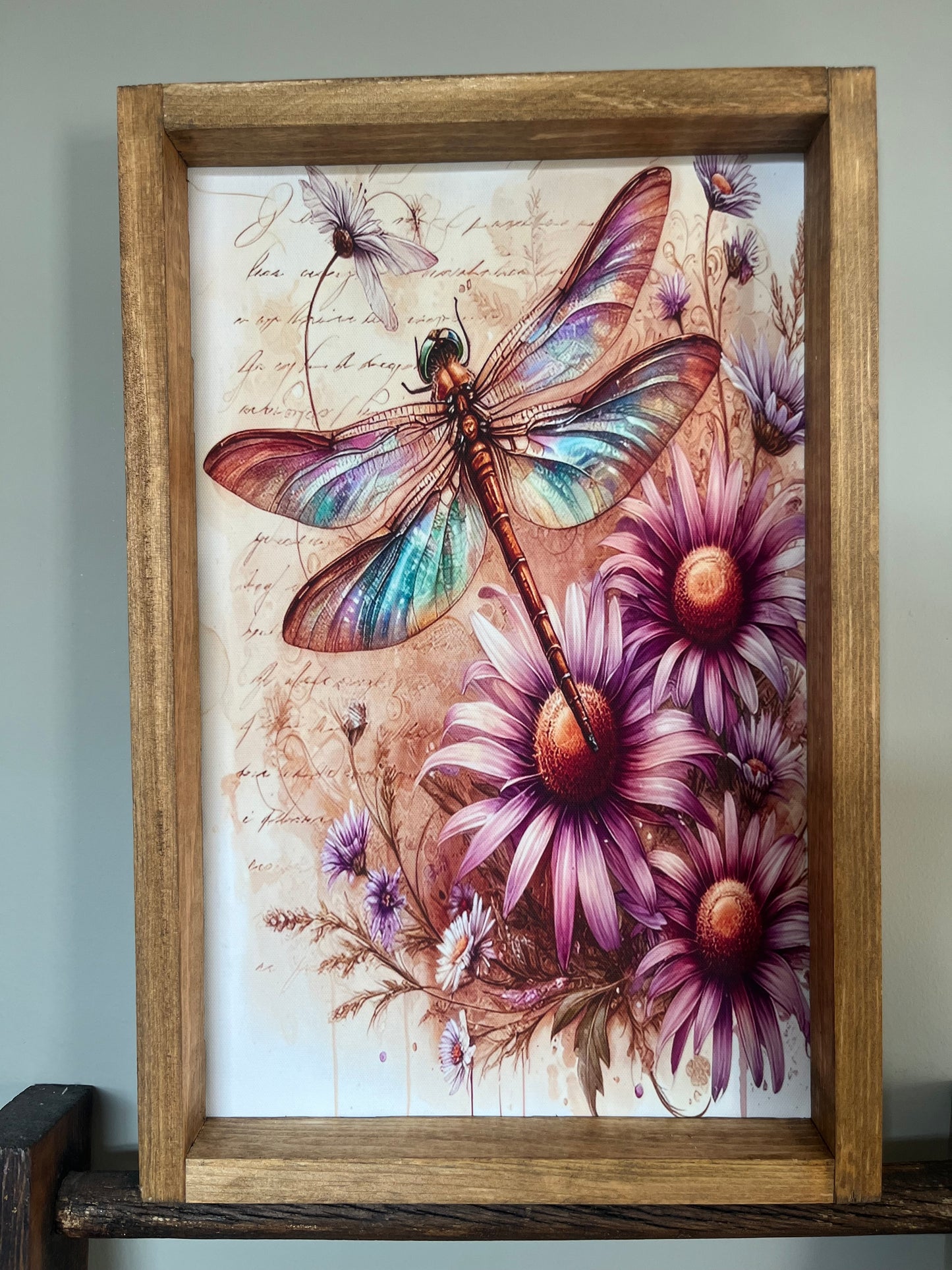 Purple Dragonfly Farmhouse Sign