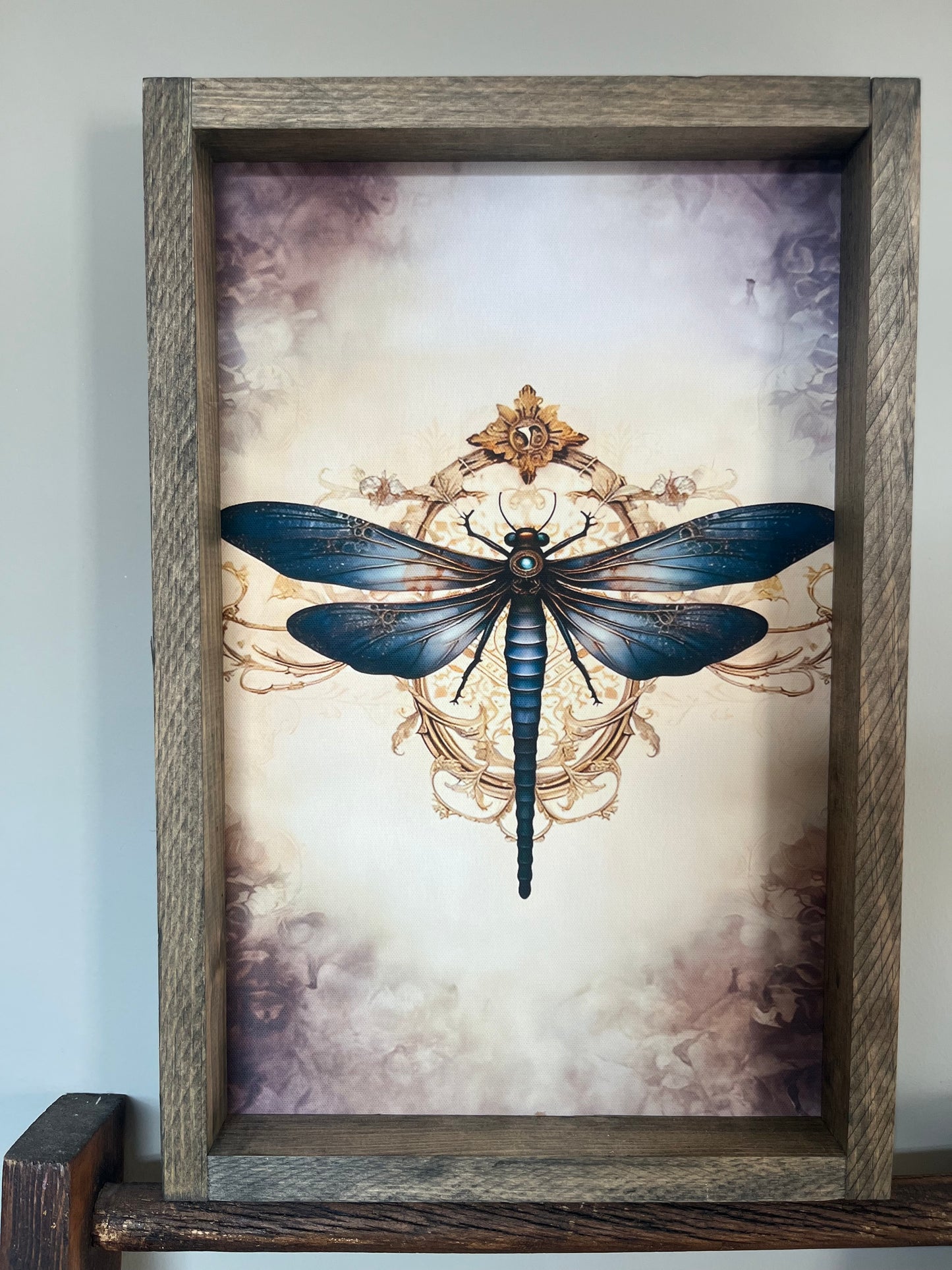 Vintage Blue Dragonfly Farmhouse Sign